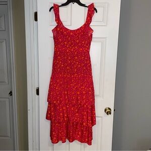 Likely dress size 8 Janie floral print ruffles midi dress